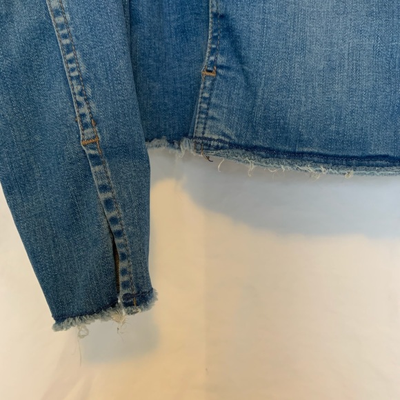 SOLD MOTHER Denim Straight A Fray Jean Jacket in Chill - Picture 5 of 8